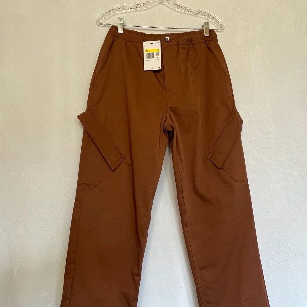 Jordan Men Cargo Pants Active Size S Rust Brown Cotton Blend Casual Logo Jumpman